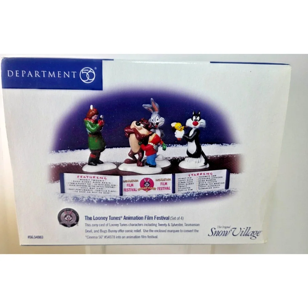 Dept 56 The Looney Tunes Animation Film Festival 54983 Set of 4 Taz Bugs Retired